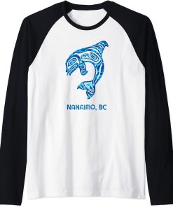 Nanaimo British Columbia Native Fisherman Orca Killer Whale Raglan Baseball Tee