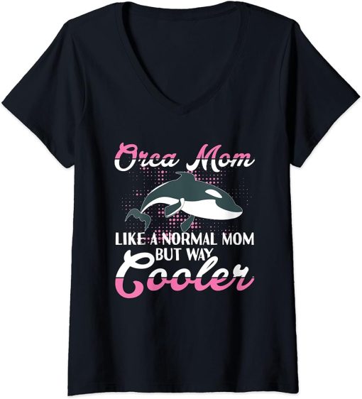 Womens Funny Orca Lover Graphic for Women Girls Moms Orca Lover V-Neck T-Shirt