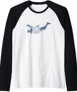 Boho Floral Cute Orca Killer Whale Flower Ocean Nature Lover Raglan Baseball Tee