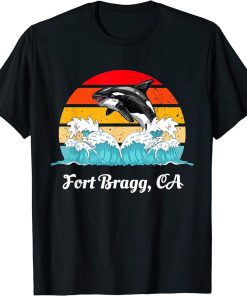 Vintage Fort Bragg CA Distressed Orca Killer Whale Art T-Shirt