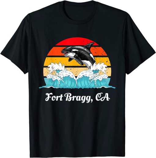 Vintage Fort Bragg CA Distressed Orca Killer Whale Art T-Shirt