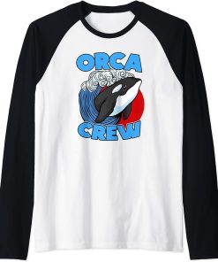 Funny Pun Orca Whale Graphic Orca Crew Raglan Baseball Tee