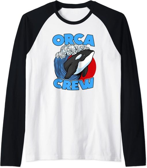 Funny Pun Orca Whale Graphic Orca Crew Raglan Baseball Tee