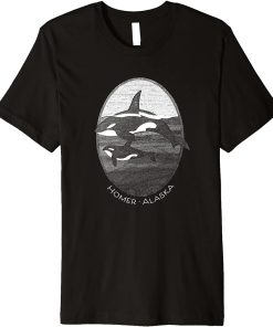 Homer Alaska Orca Killer Whale Graphic Souvenir Premium T-Shirt