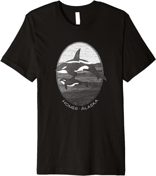 Homer Alaska Orca Killer Whale Graphic Souvenir Premium T-Shirt