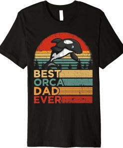 Mens Best Orca Dad Ever Funny Vintage Orca Father"s Day Premium T-Shirt