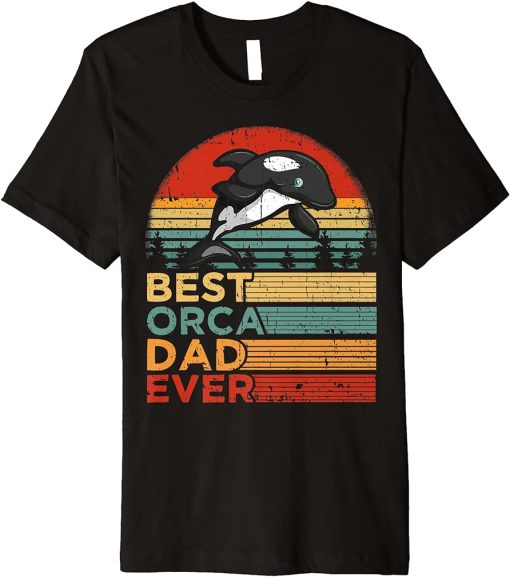 Mens Best Orca Dad Ever Funny Vintage Orca Father"s Day Premium T-Shirt