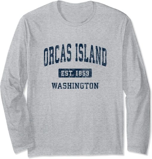 Orcas Island Washington WA Vintage Athletic Sports Design Long Sleeve T-Shirt