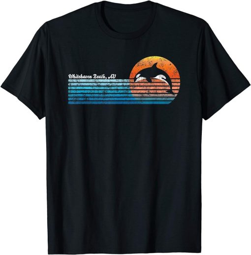 Vintage Whitehaven Beach, Retro 80s Orca Sunset T-Shirt