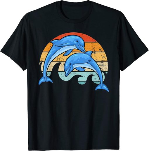 Retro Dolphin Tshirt, Dolphin Art Tee, Retro Dolphin Lover T-Shirt